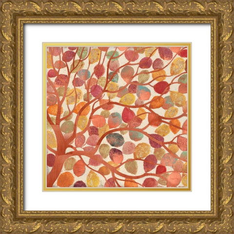 Shimmering Copper Leaves Gold Ornate Wood Framed Art Print with Double Matting by Wyatt, Norman Jr.