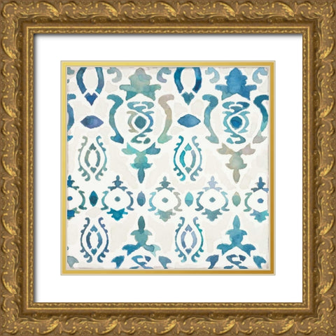 Watercolor Tile 3 Gold Ornate Wood Framed Art Print with Double Matting by Wyatt, Norman Jr.