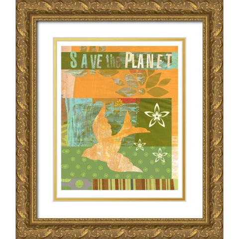 Save the Planet Gold Ornate Wood Framed Art Print with Double Matting by Robertson, Walter