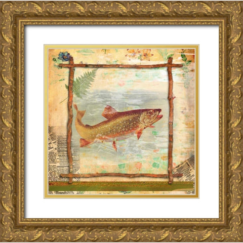 Trout Nature Gold Ornate Wood Framed Art Print with Double Matting by Robertson, Walter