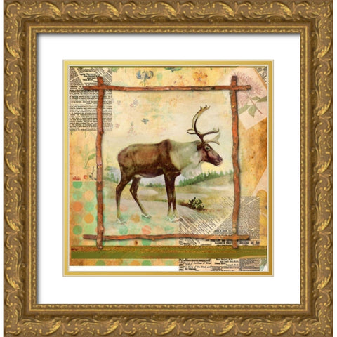 Elk Nature Gold Ornate Wood Framed Art Print with Double Matting by Robertson, Walter