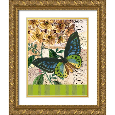 Bountiful Butterfly 2 Gold Ornate Wood Framed Art Print with Double Matting by Robertson, Walter