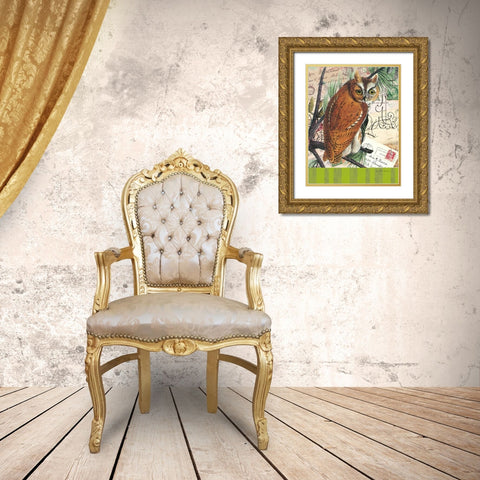 Curious Owl 2 Gold Ornate Wood Framed Art Print with Double Matting by Robertson, Walter
