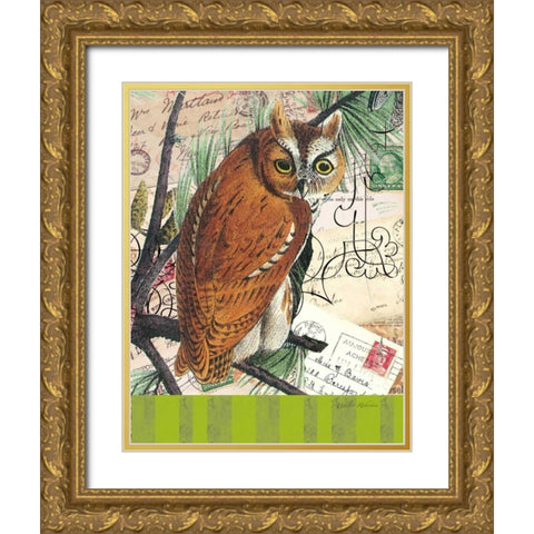 Curious Owl 2 Gold Ornate Wood Framed Art Print with Double Matting by Robertson, Walter