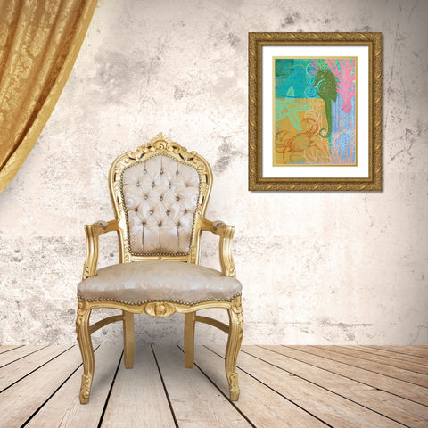Layered Seahorse Gold Ornate Wood Framed Art Print with Double Matting by Robertson, Walter