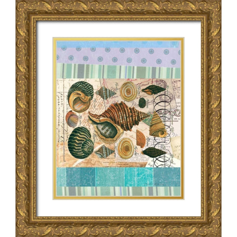 Nautilus Elements Gold Ornate Wood Framed Art Print with Double Matting by Robertson, Walter