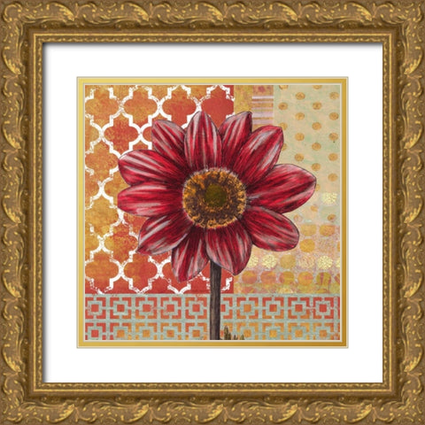 Bright Dahlia Gold Ornate Wood Framed Art Print with Double Matting by Robertson, Walter