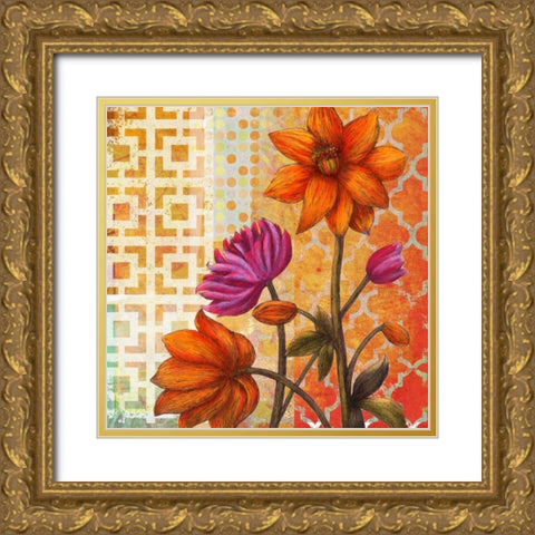Cheerful Dahlia Gold Ornate Wood Framed Art Print with Double Matting by Robertson, Walter