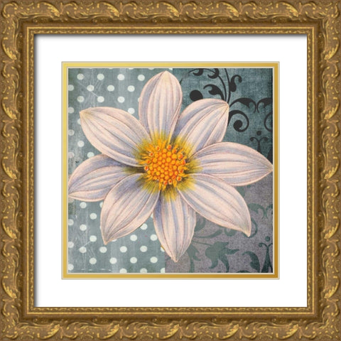 Polka Dot Dahlia 1 Gold Ornate Wood Framed Art Print with Double Matting by Robertson, Walter