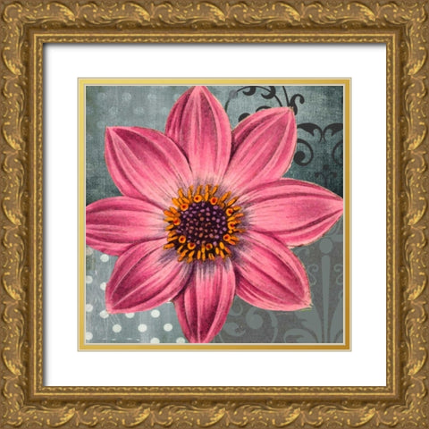Polka Dot Dahlia 2 Gold Ornate Wood Framed Art Print with Double Matting by Robertson, Walter