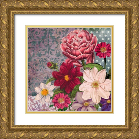 Floral Bounty Gold Ornate Wood Framed Art Print with Double Matting by Robertson, Walter