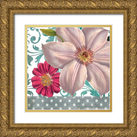 Pink Dahlia Gold Ornate Wood Framed Art Print with Double Matting by Robertson, Walter