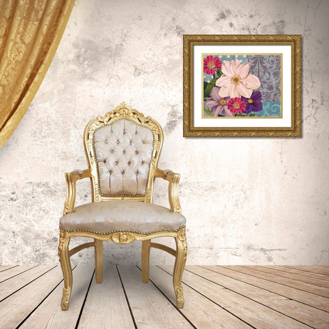 Polka Dot Bouquet 1 Gold Ornate Wood Framed Art Print with Double Matting by Robertson, Walter