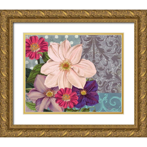 Polka Dot Bouquet 1 Gold Ornate Wood Framed Art Print with Double Matting by Robertson, Walter