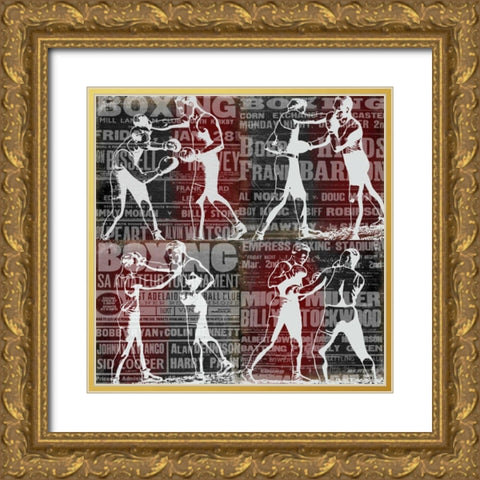 Epic Boxer Story Gold Ornate Wood Framed Art Print with Double Matting by Robertson, Walter