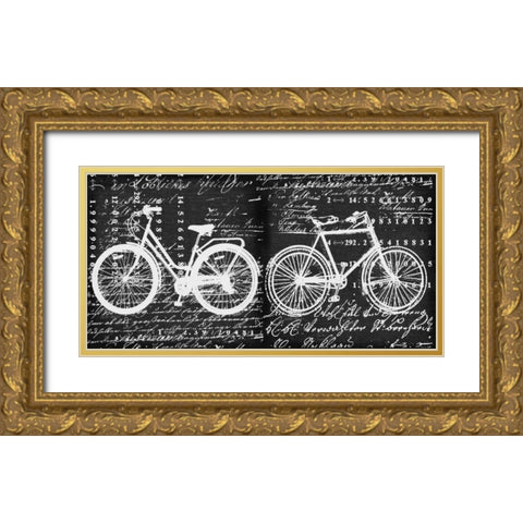 Script Bicycle Gold Ornate Wood Framed Art Print with Double Matting by Robertson, Walter