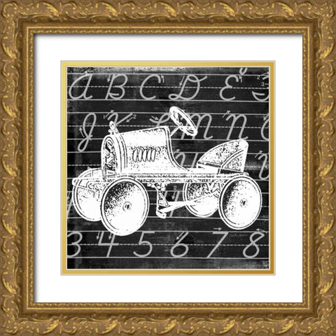Blackboard Tractor Gold Ornate Wood Framed Art Print with Double Matting by Robertson, Walter