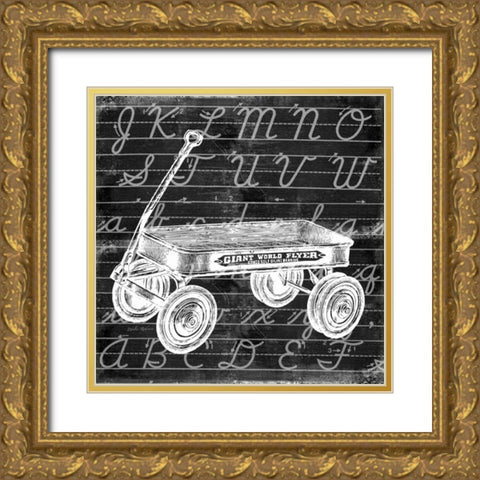 Blackboard Wagon Gold Ornate Wood Framed Art Print with Double Matting by Robertson, Walter