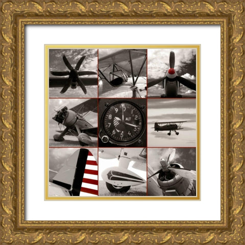 Aircraft Montage Gold Ornate Wood Framed Art Print with Double Matting by McCarthy, Matt