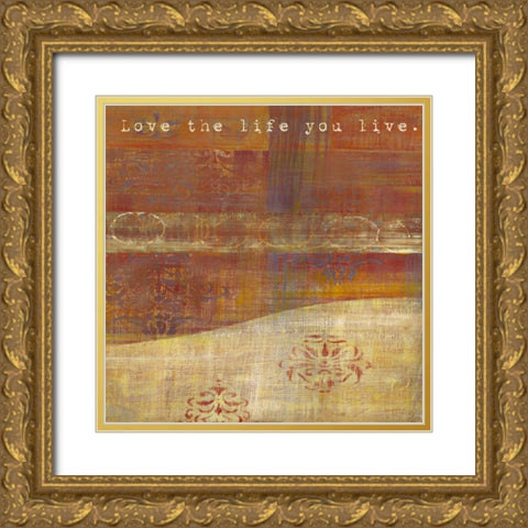 Bombay Silk Love Life Gold Ornate Wood Framed Art Print with Double Matting by Dascher, Dennis