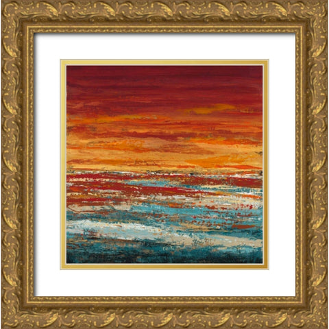 Summer Sunset Gold Ornate Wood Framed Art Print with Double Matting by Dascher, Dennis