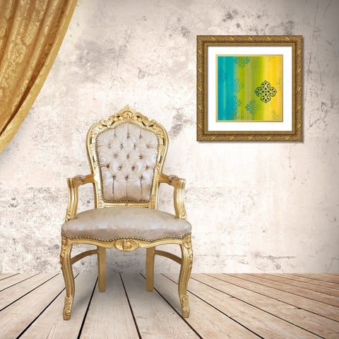 Contemporary Medallions 1 Gold Ornate Wood Framed Art Print with Double Matting by Dascher, Dennis