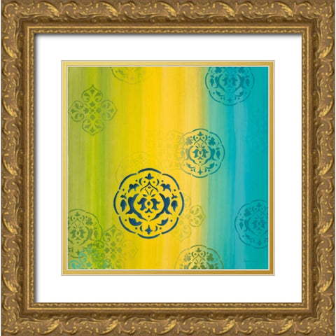 Contemporary Medallions 2 Gold Ornate Wood Framed Art Print with Double Matting by Dascher, Dennis