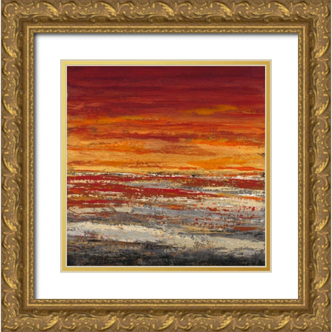Autumn Sunset Gold Ornate Wood Framed Art Print with Double Matting by Dascher, Dennis
