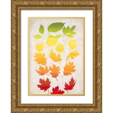 Rainbow of Leaves Gold Ornate Wood Framed Art Print with Double Matting by Dascher, Dennis