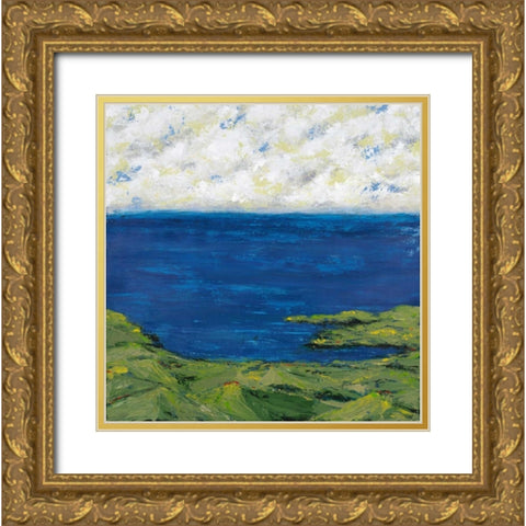 Helix Beach Blue 1 Gold Ornate Wood Framed Art Print with Double Matting by Dascher, Dennis