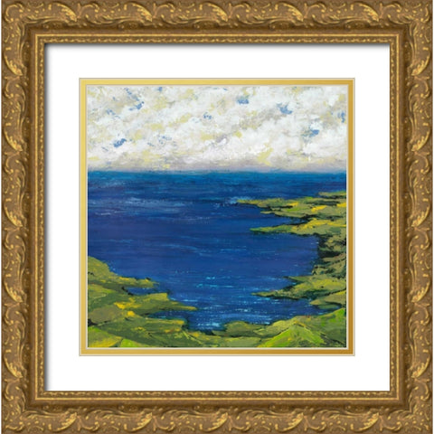 Helix Beach Blue 2 Gold Ornate Wood Framed Art Print with Double Matting by Dascher, Dennis