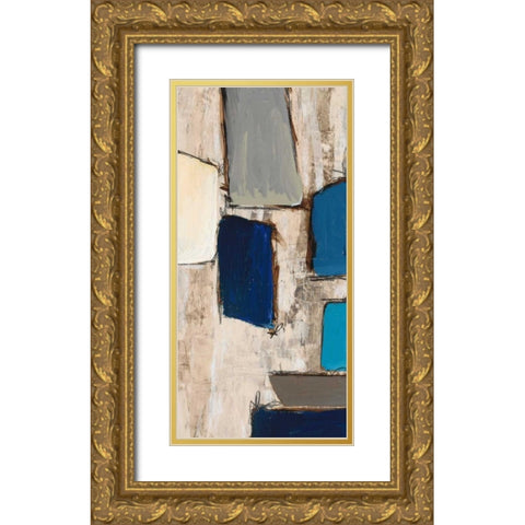 Blue Squared Detail 1 Gold Ornate Wood Framed Art Print with Double Matting by Dascher, Dennis