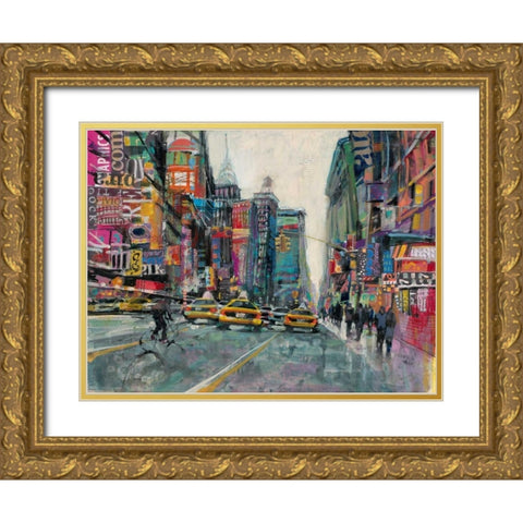 New York Collage 1 Gold Ornate Wood Framed Art Print with Double Matting by Mollica, Patti