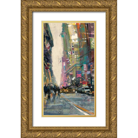 New York Street 2 Gold Ornate Wood Framed Art Print with Double Matting by Mollica, Patti