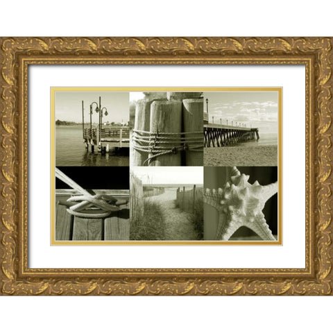 Seaside Story 1 Gold Ornate Wood Framed Art Print with Double Matting by Amber Light Gallery