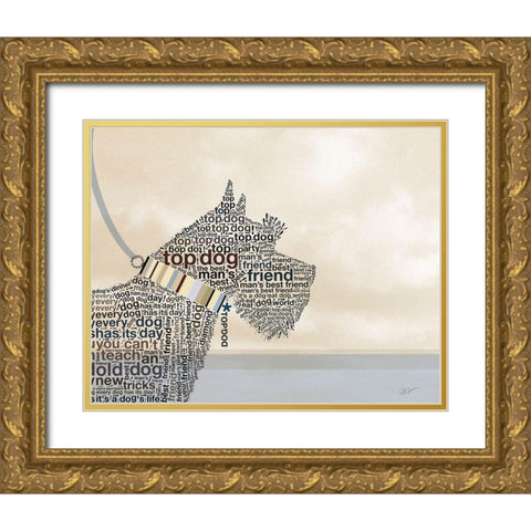 TERRIER PORTRAIT Gold Ornate Wood Framed Art Print with Double Matting by Van Roey, Dominique