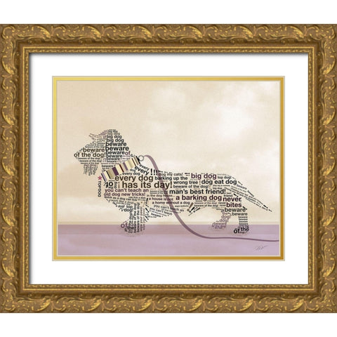 DACHSHUND PORTRAIT Gold Ornate Wood Framed Art Print with Double Matting by Van Roey, Dominique