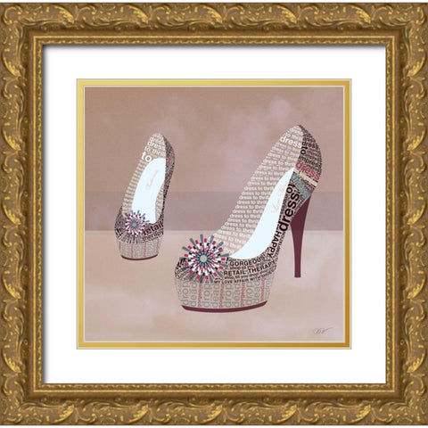 PRETTY SHOE  Gold Ornate Wood Framed Art Print with Double Matting by Van Roey, Dominique