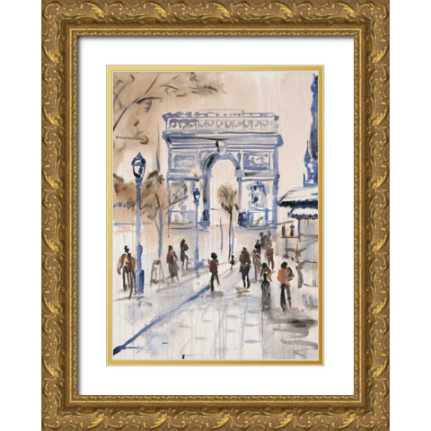 Paris Street 1 Gold Ornate Wood Framed Art Print with Double Matting by Morris, Madelaine