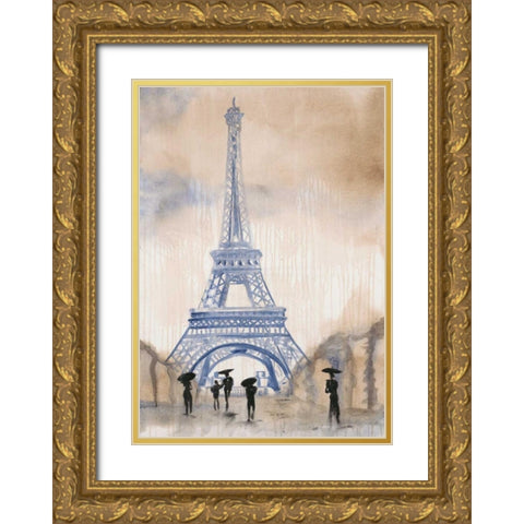 Paris Street 2 Gold Ornate Wood Framed Art Print with Double Matting by Morris, Madelaine