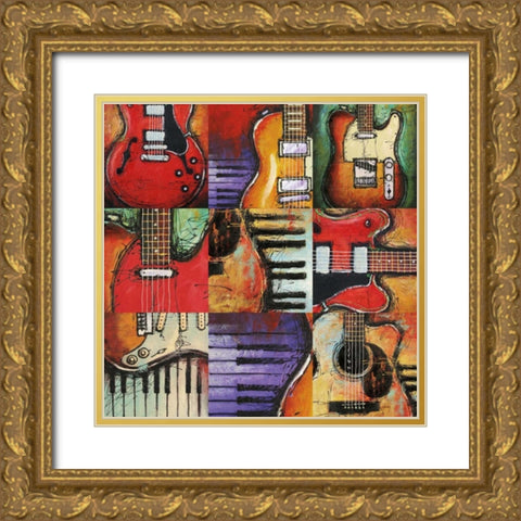 Guitar Elements Gold Ornate Wood Framed Art Print with Double Matting by Langton, Bruce