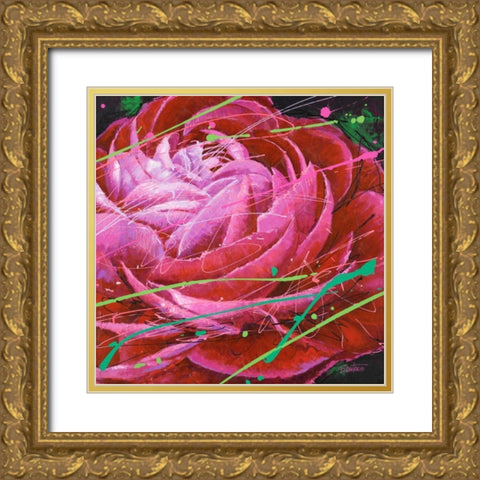 Ranunculus in Motion Gold Ornate Wood Framed Art Print with Double Matting by Langton, Bruce