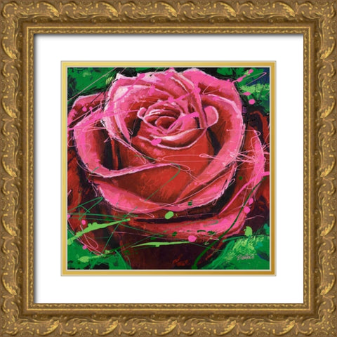 Rose in Motion Gold Ornate Wood Framed Art Print with Double Matting by Langton, Bruce