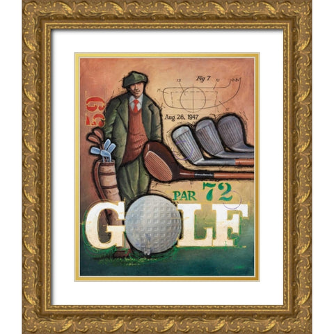 Vintage Golf 1 Gold Ornate Wood Framed Art Print with Double Matting by Langton, Bruce