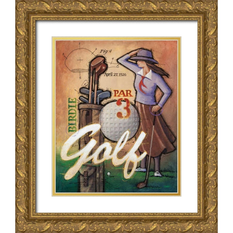 Vintage Golf 2 Gold Ornate Wood Framed Art Print with Double Matting by Langton, Bruce