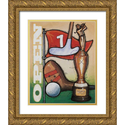 Vintage Golf 3 Gold Ornate Wood Framed Art Print with Double Matting by Langton, Bruce