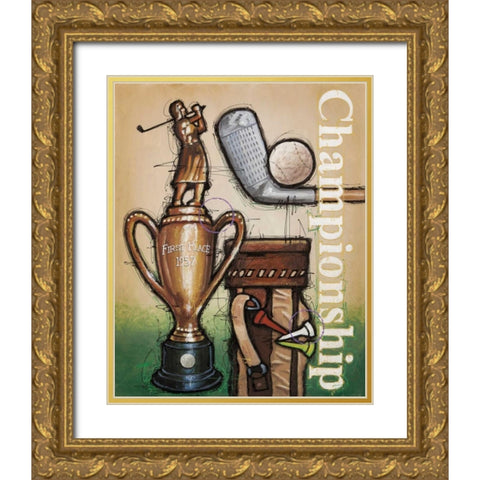 Vintage Golf 4 Gold Ornate Wood Framed Art Print with Double Matting by Langton, Bruce