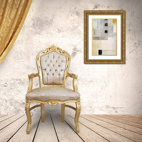 Grey City Blocks Gold Ornate Wood Framed Art Print with Double Matting by Mills, Chris