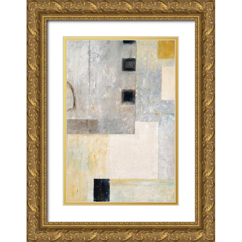Grey City Blocks Gold Ornate Wood Framed Art Print with Double Matting by Mills, Chris