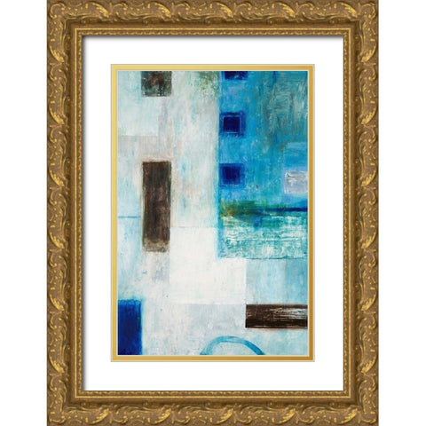 Blue City Blocks Gold Ornate Wood Framed Art Print with Double Matting by Mills, Chris